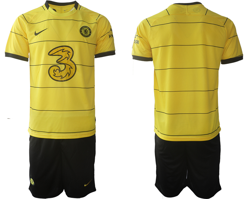 Men 2021-2022 Club Chelsea away yellow blank Soccer Jersey